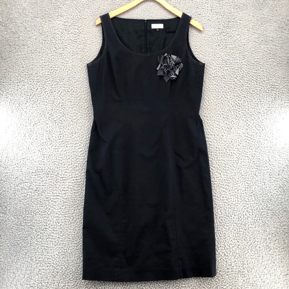 Tahari Black Sleeveless Dress with Floral Accent